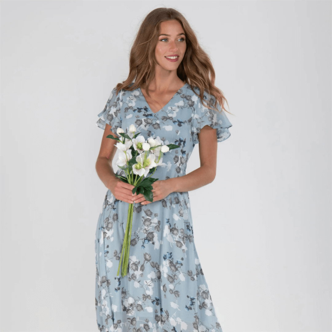 Grace | Women’s Short Sleeve Long Floral Dress
