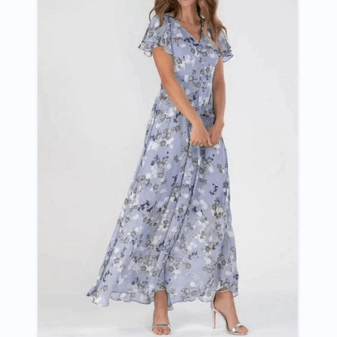 Grace | Women’s Short Sleeve Long Floral Dress