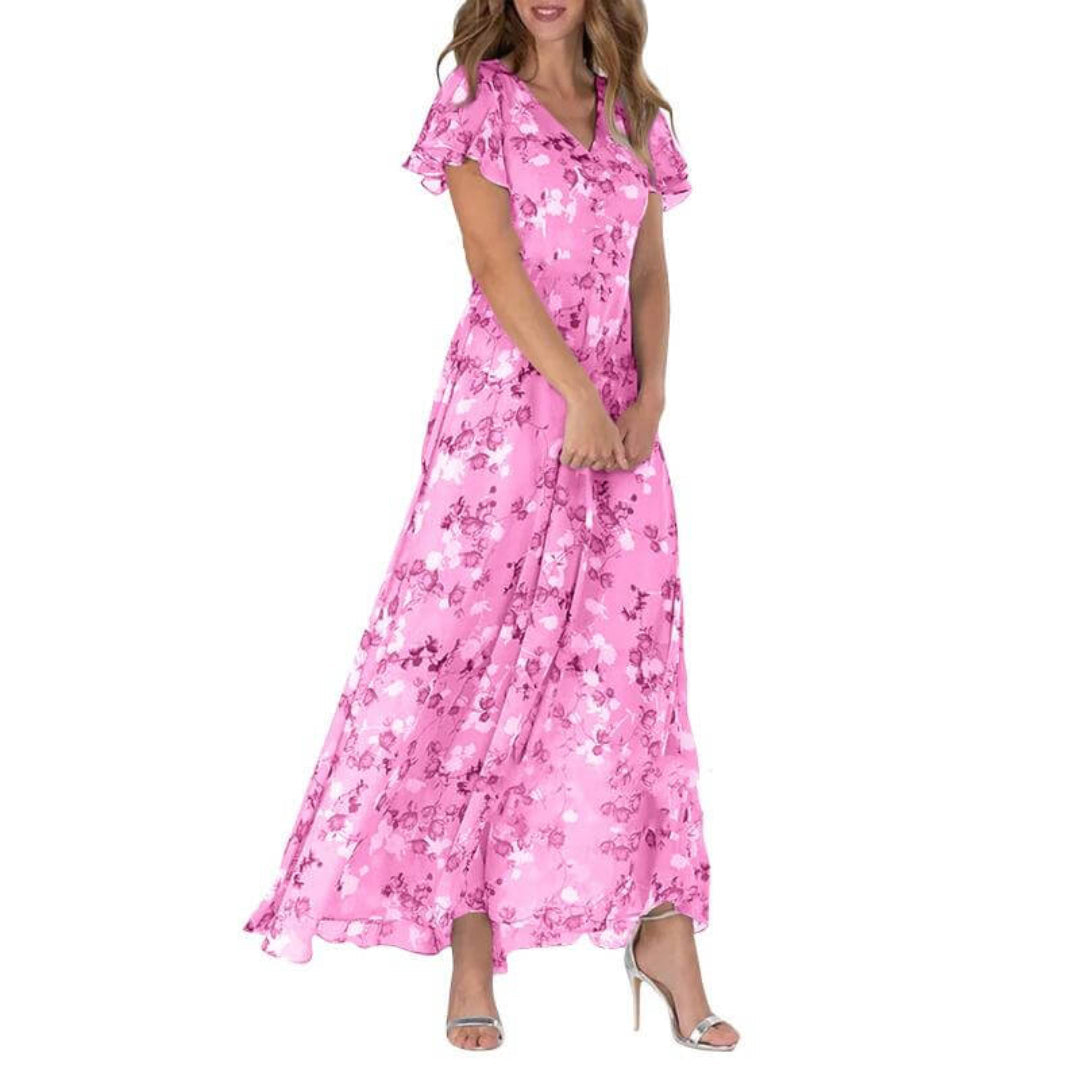 Grace | Women’s Short Sleeve Long Floral Dress