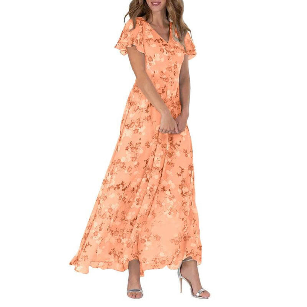 Grace | Women’s Short Sleeve Long Floral Dress