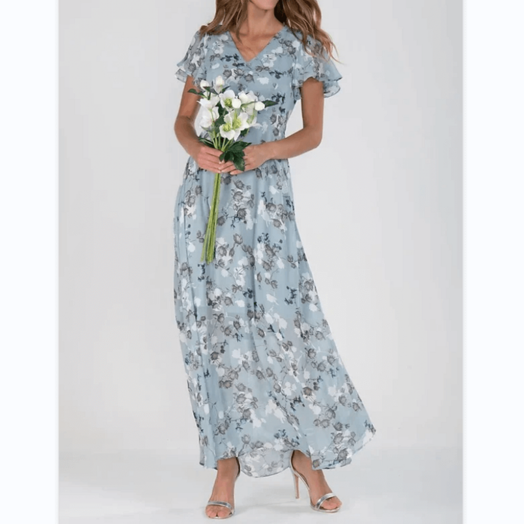 Grace | Women’s Short Sleeve Long Floral Dress