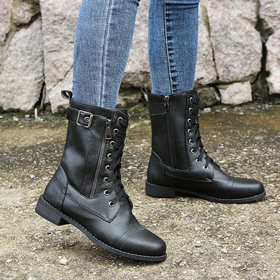 Rebecca | Women's Side-Zip Combat Boots
