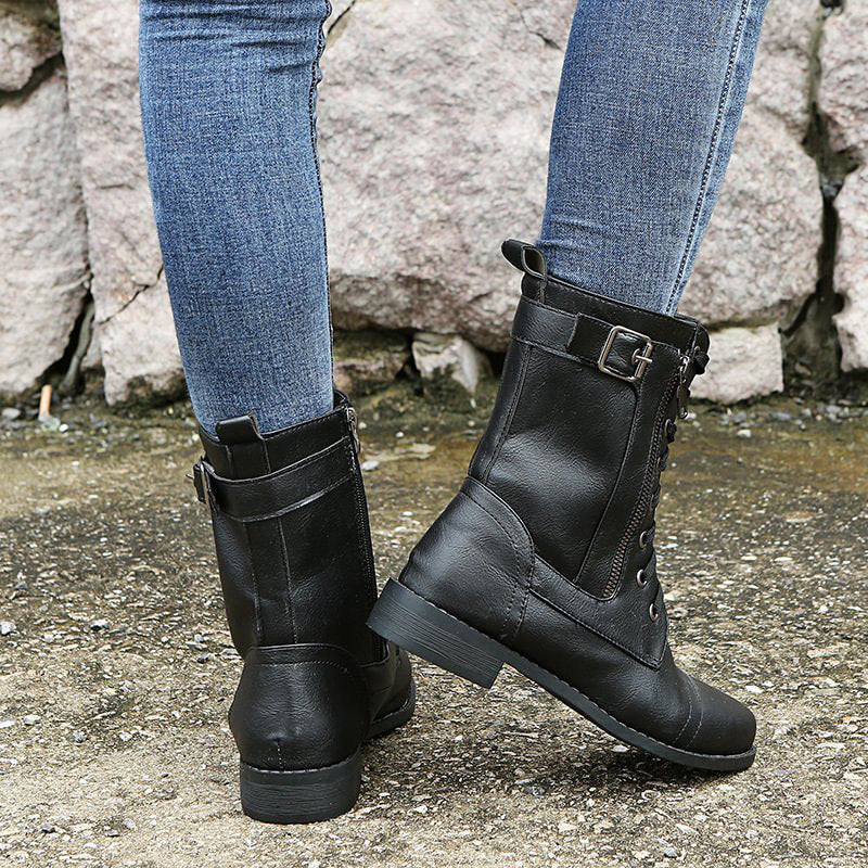 Rebecca | Women's Side-Zip Combat Boots
