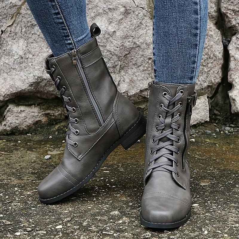 Rebecca | Women's Side-Zip Combat Boots