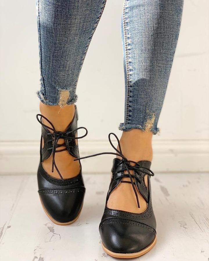 Evelyn | Women’s Heeled Lace-Up T-Strap Shoes