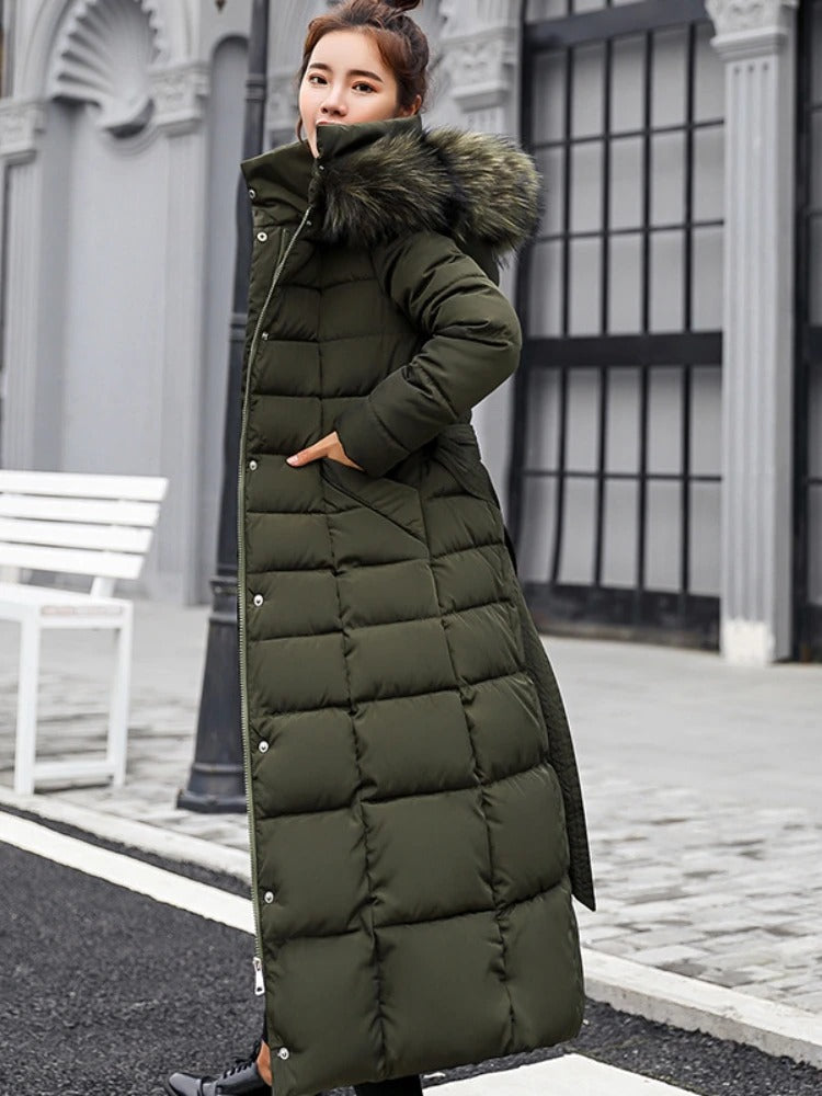 Grace | Women’s Belted Long Winter Puffer Coat