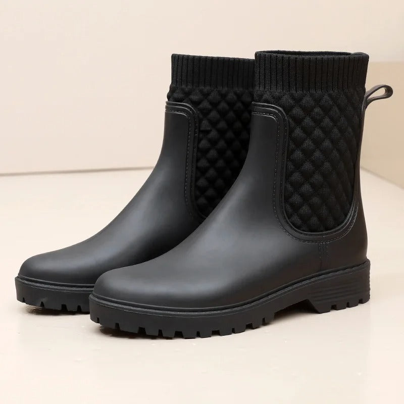 Emma | Women’s Trendy Knit-Side Ankle Boots